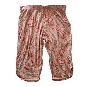 Claiborne Paisley Capri Sleep Pants M Soft Stretch Elastic Waist